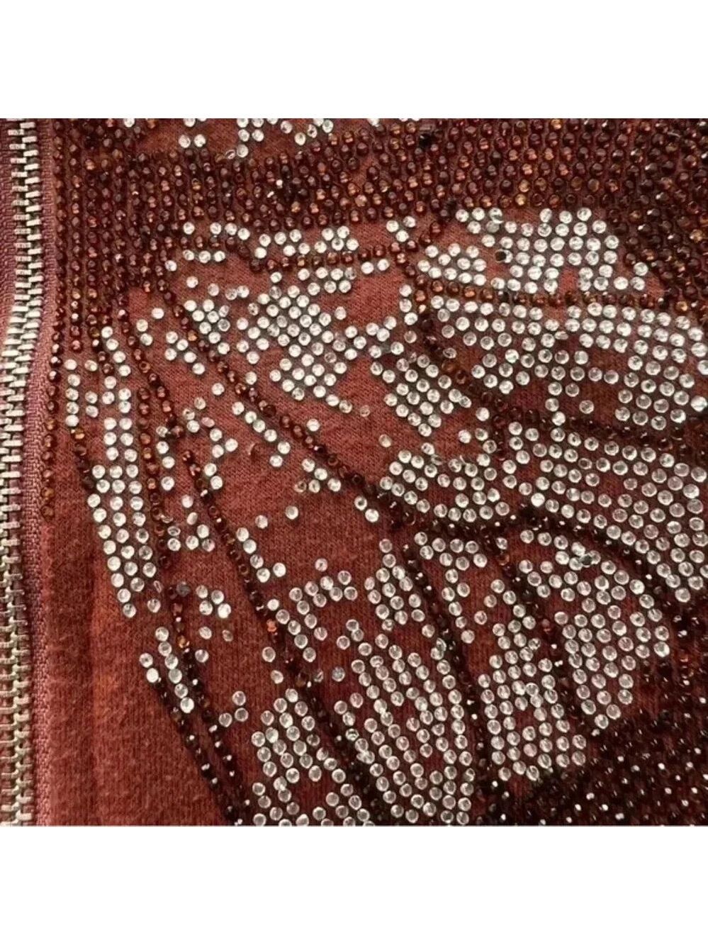Butterfly rhinestones women’s full zip bling hoodie jacket Size Med - Picture 5 of 15